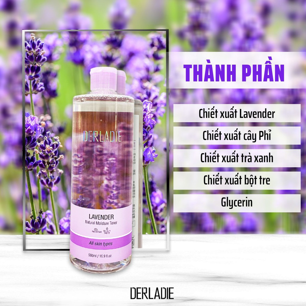 Toner Lavender Giảm Viêm, Kiềm Dầu Derladie Lavender Natural Moisture Toner 500ml (+deal MN foodaholic 0đ)