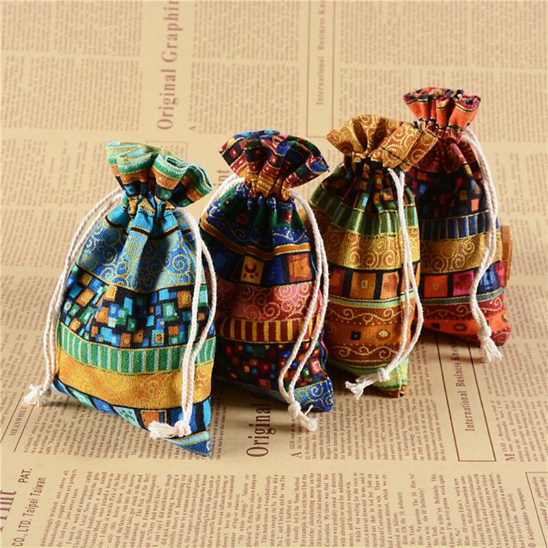 Set 10 Túi Đựng Thẻ Bài Tarot Mini 10x14cm Chất Liệu Cotton Phong Cách Trung Hoa