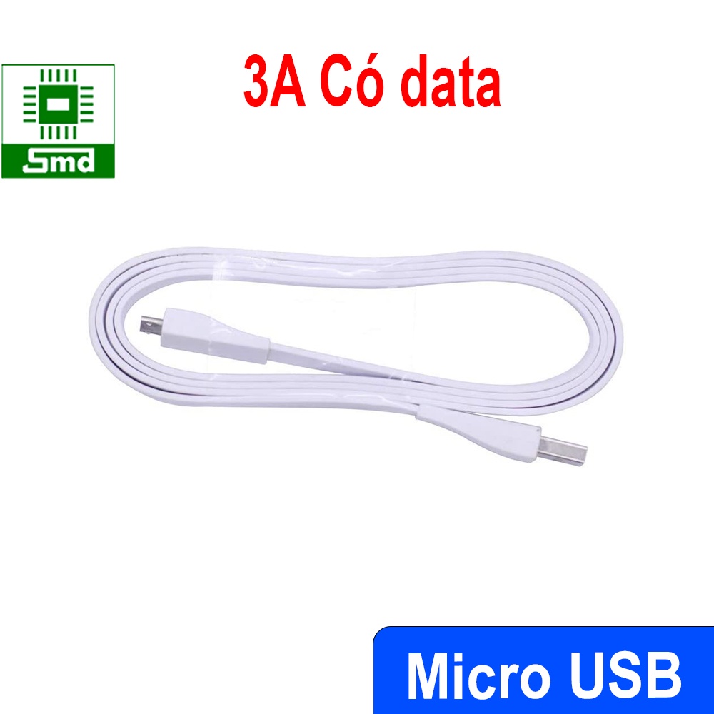 Dây Cáp sạc dẹt micro USB dài 60cm cho android dòng sạc 3A truyền dữ liệu sạc điện thoại samsung loại tốt 1m 1m2