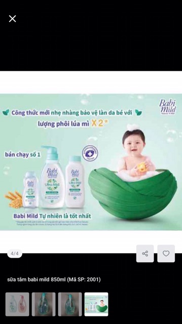 Sữa tắm Babi milk toàn thân cho bé CHÍNH HÃNG 850ml  date mới nhất