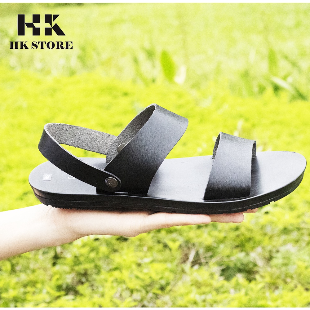 Dép sandal nam 2 quai HK STORE  hàng chính hãng da bò nguyên miếng cực đẹp - có bảo hành đầy đủ.