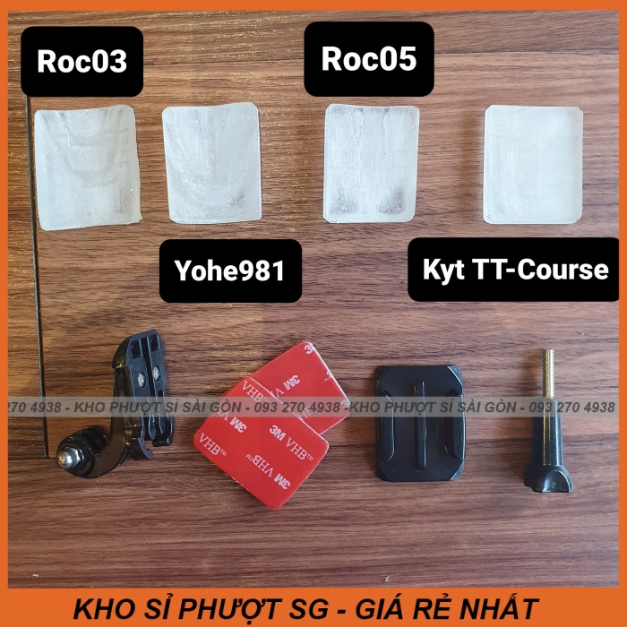 Bộ pat gắn camera hành trình lên cằm nhọn các dòng fullface Yohe 981 - Roc 03 - Roc 05 - Kyt TT Course - Mount camera