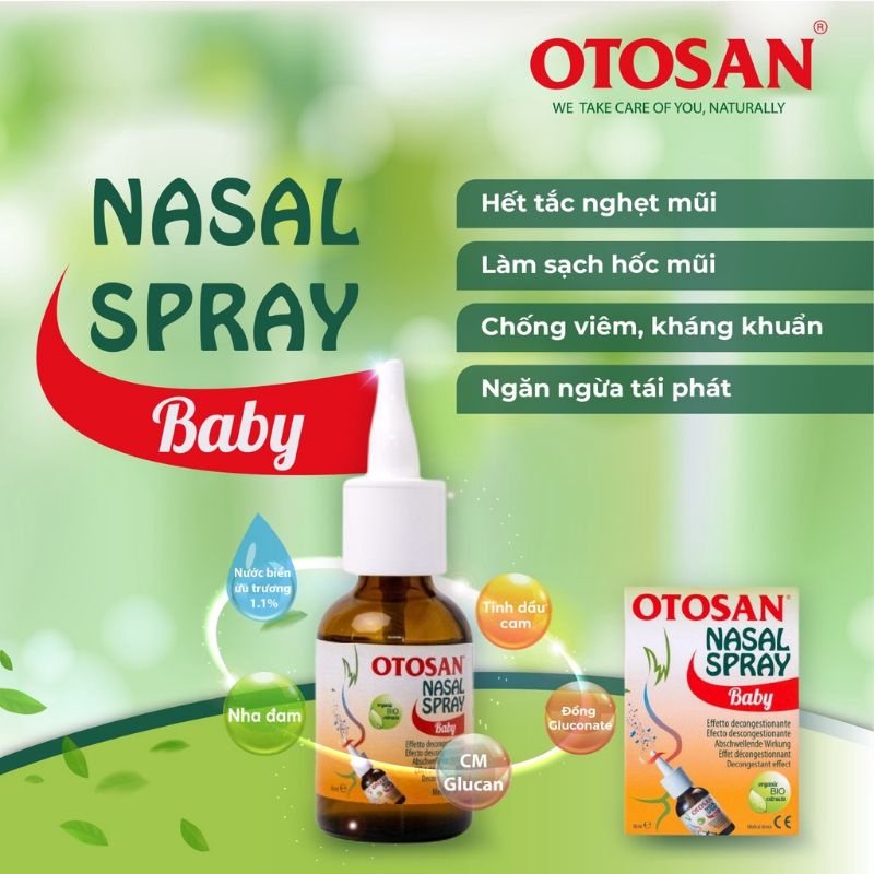 Xịt mũi OTOSAN NASAL SPRAY BABY_ chuyên biệt cho trẻ nhỏ và trẻ sơ sinh_nhập khẩu chính hãng
