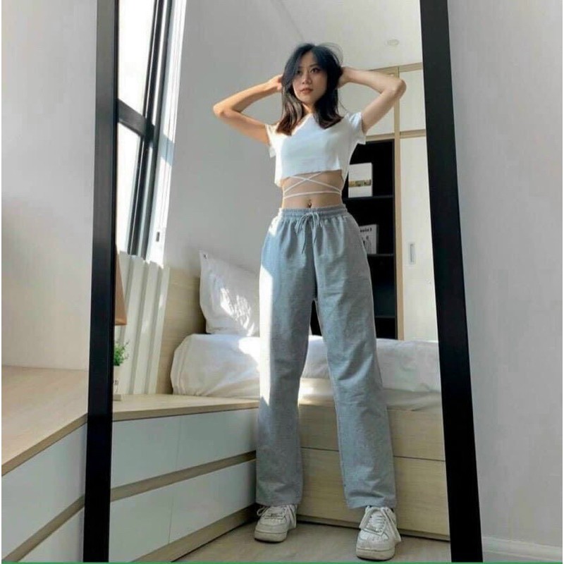 Áo croptop đan chéo tay ngắn