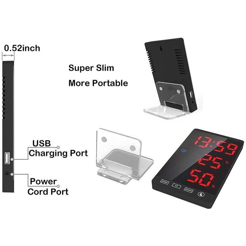 Đồng Hồ Báo Thức Điện Tử Để Bàn Có Đèn Led Hiển Thị Nhiệt Độ