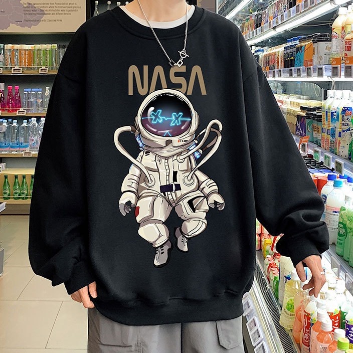 Áo Thun Sweater Dài Tay Phối Màu Form Rộng Nam Nữ In Hình Tổng Hợp