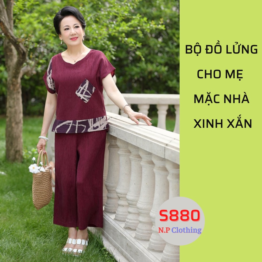 Đồ Bộ Mặc Nhà MAI THY S880, Bộ Đồ Cho Mẹ Trung Niên Nữ Phối Túi Chất Đũi Mềm Mát Sang Trọng | Thời Trang Trung Niên U50