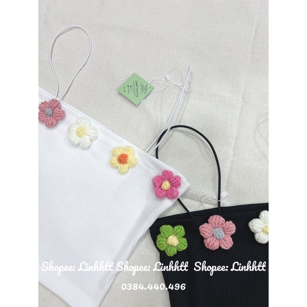 ÁO 2 DÂY GÂN ĐÍNH BÔNG LEN ULZZANG