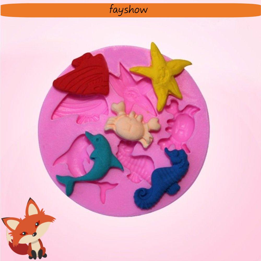 Khuôn Silicon Làm Bánh Kẹo Hình Cá Heo/Sao Biển Mini Màu Sắc Ngẫu Nhiên