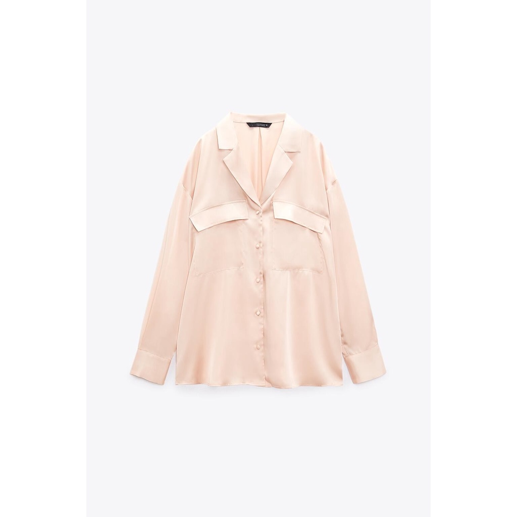 Zara Áo Sơ Mi Vải Lụa satin Thời Trang Mùa Hè Cho Nữ 7969232