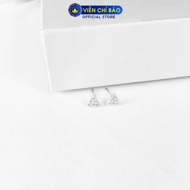 Bông tai bạc nữ hình Tam giác lấp lánh chất liệu bạc 925 thời trang phụ kiện trang sức nữ Viễn Chí Bảo E045