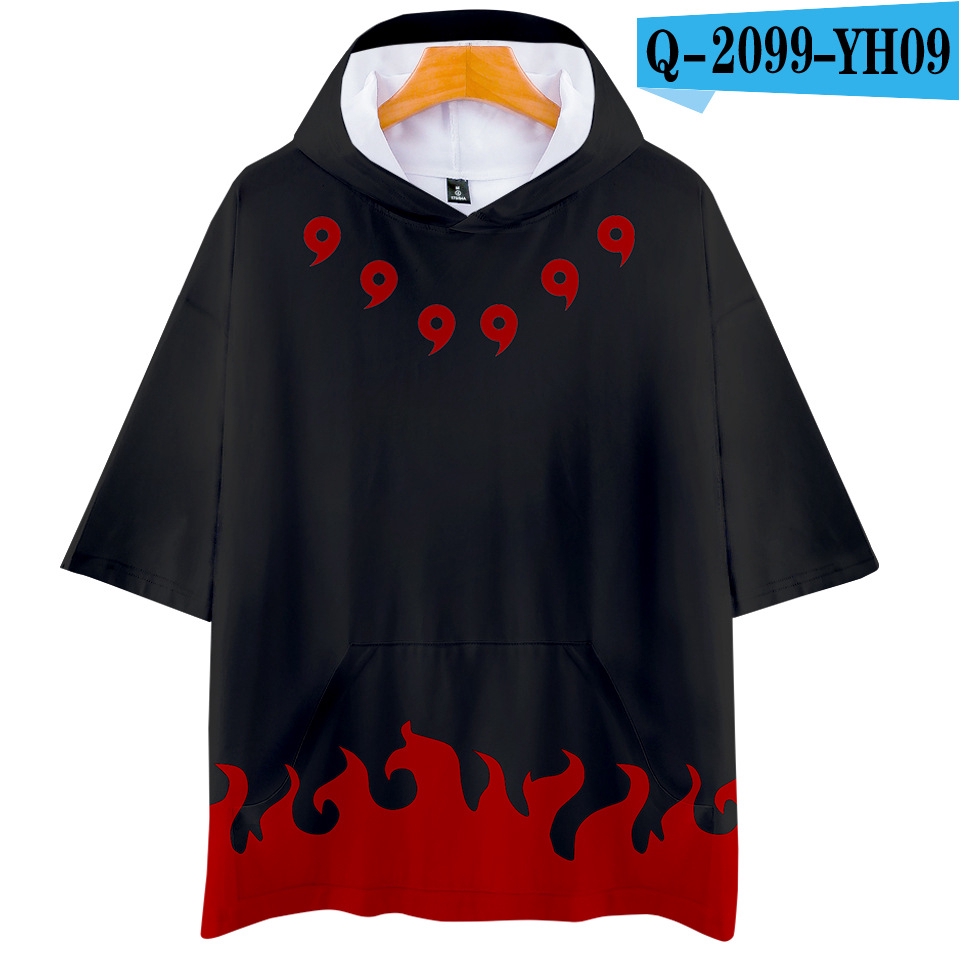 Áo Hoodie Ngắn Tay In Họa Tiết Naruto 3D Cá Tính