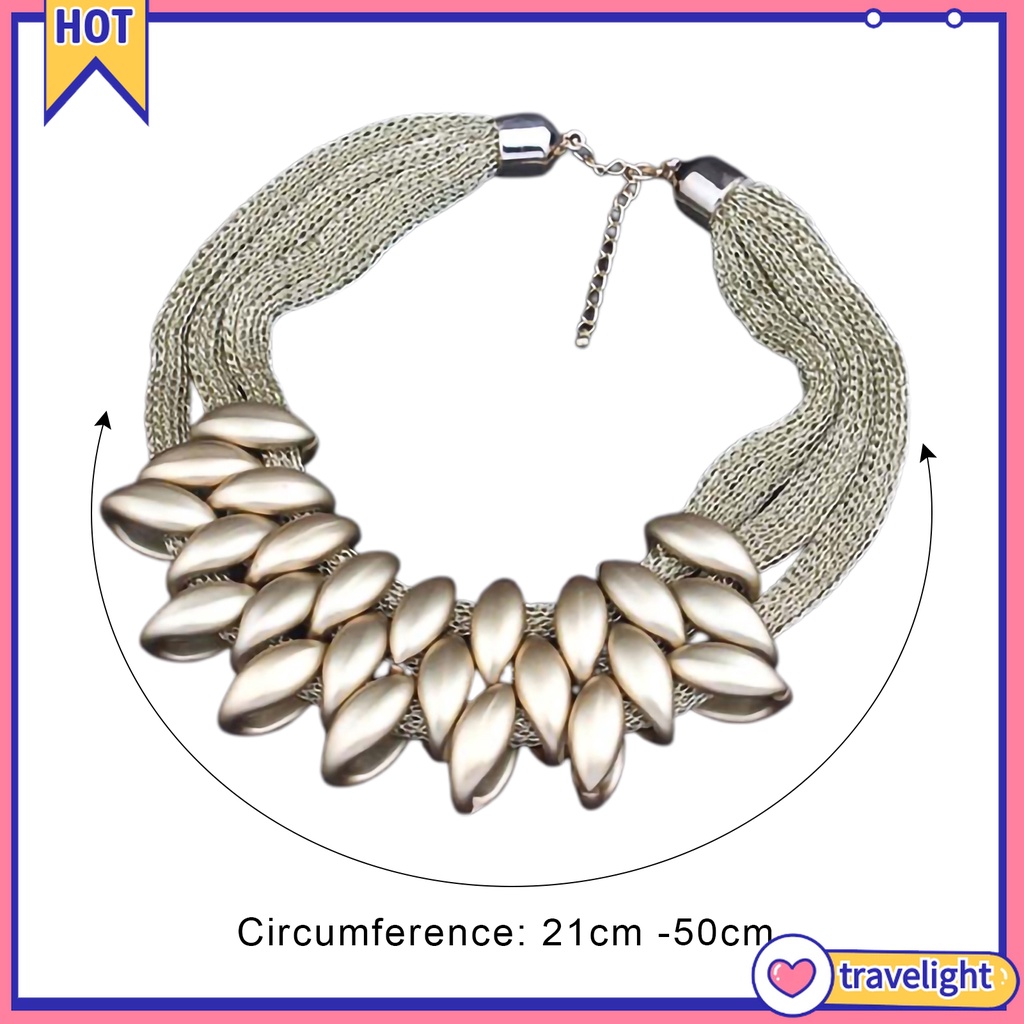 Vòng cổ choker bện dây nhiều lớp mặt hình lá hợp kim thời trang