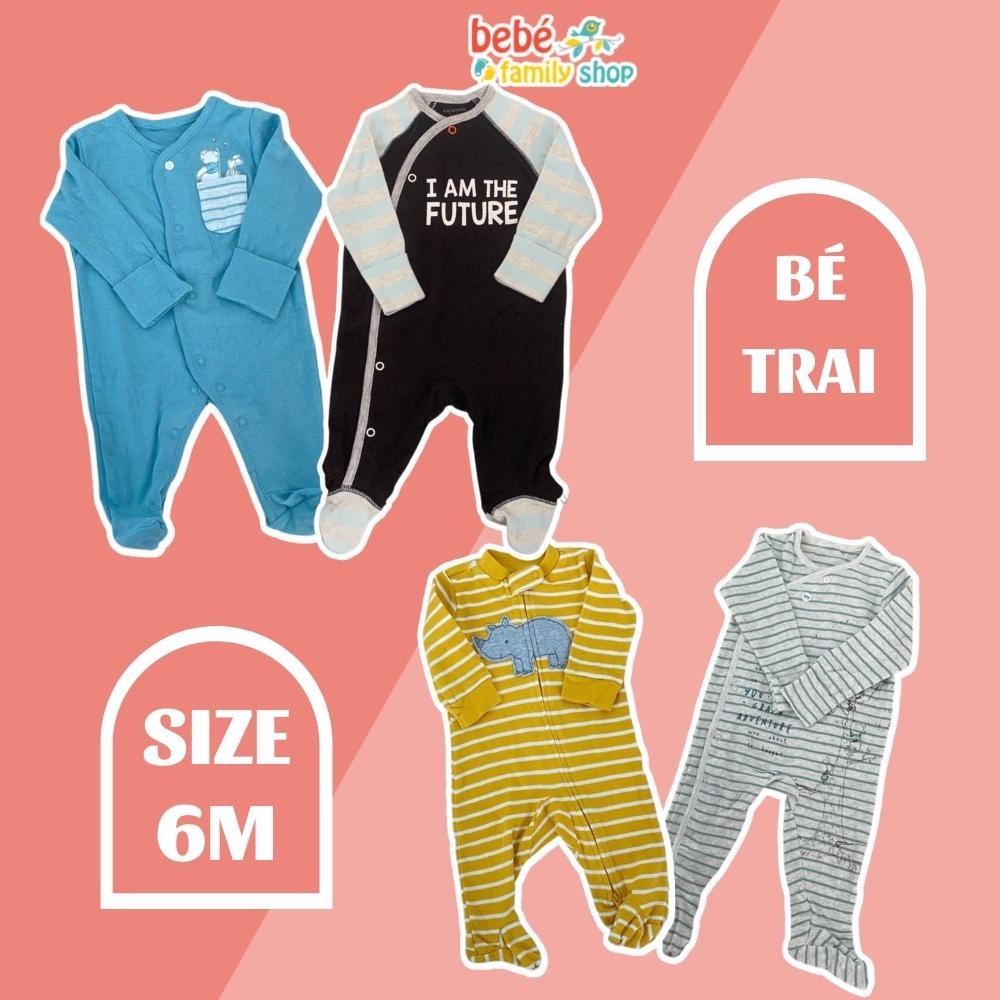 [Size 6M] Bộ body liền thân cho bé trai/ Body liền tất, body dài không tất cho bé/ Sleepsuit cho bé trai xuất dư- SL