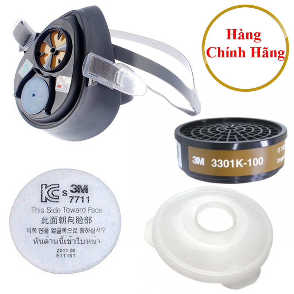 Bộ mặt nạ phòng độc 3M 3200 Chính hãng kèm phin lọc 3M 3301K lọc độc khí hàn, độc hữu cơ, phun sơn, phun thuốc sâu