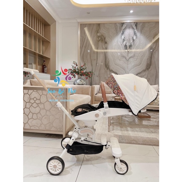 Xe đẩy 2 chiều gấp gọn K9 bản Trung cao cấp kèm bàn ăn