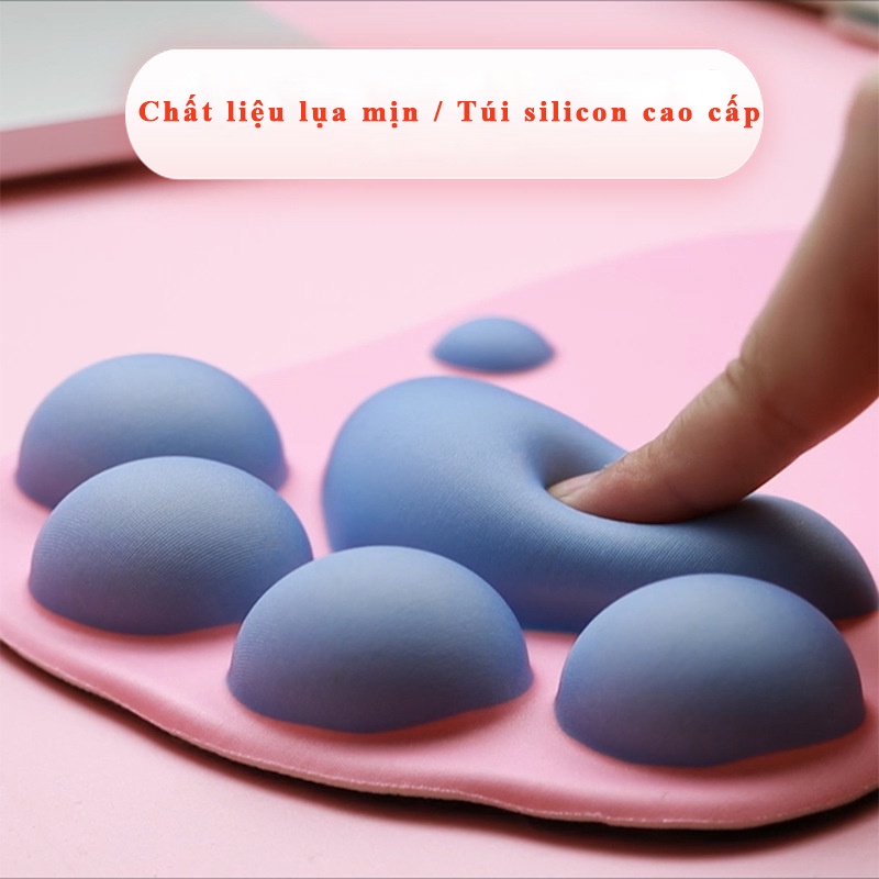 Miếng lót chuột pad chuột BEARHOME có đệm đỡ tay silicone Tấm lót chuột hình chân mèo cute giúp thoải mái chống chai tay