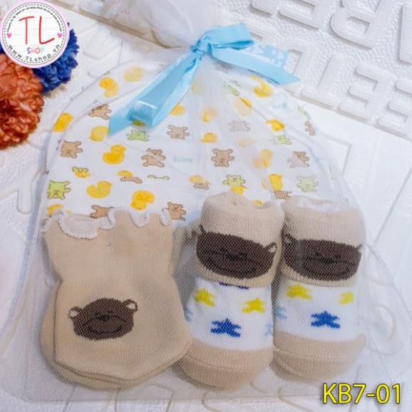SET NÓN BAO TAY BAO CHÂN SƠ SINH - COMBO NÓN GĂNG TAY VỚ / TẤT SƠ SINH - BỘ 3 MÓN SƠ SINH - ĐỒ DÙNG SƠ SINH