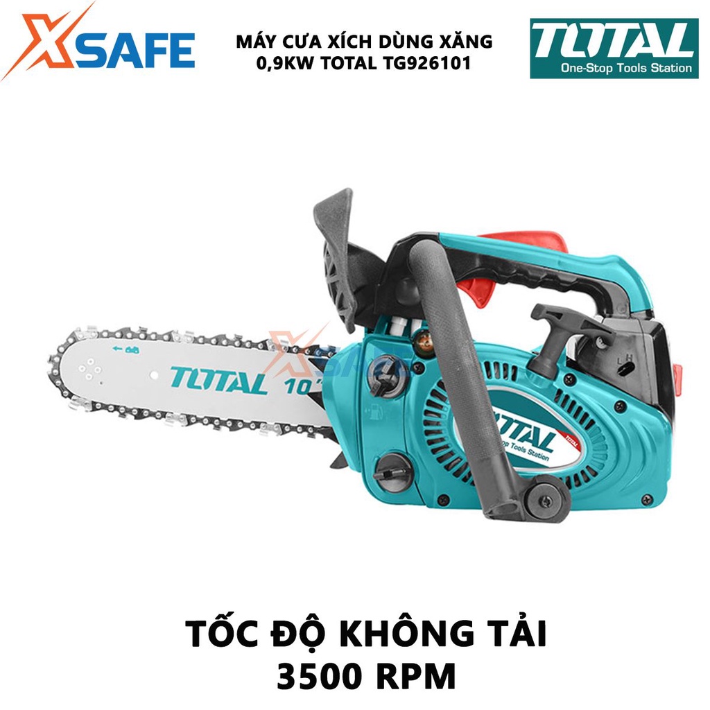 Máy cưa xích chạy xăng TOTAL TG926101  động cơ 2 thì 25.4cc mạnh mẽ công suất 0.9Kw/1.2HP tốc độ 3500rpm