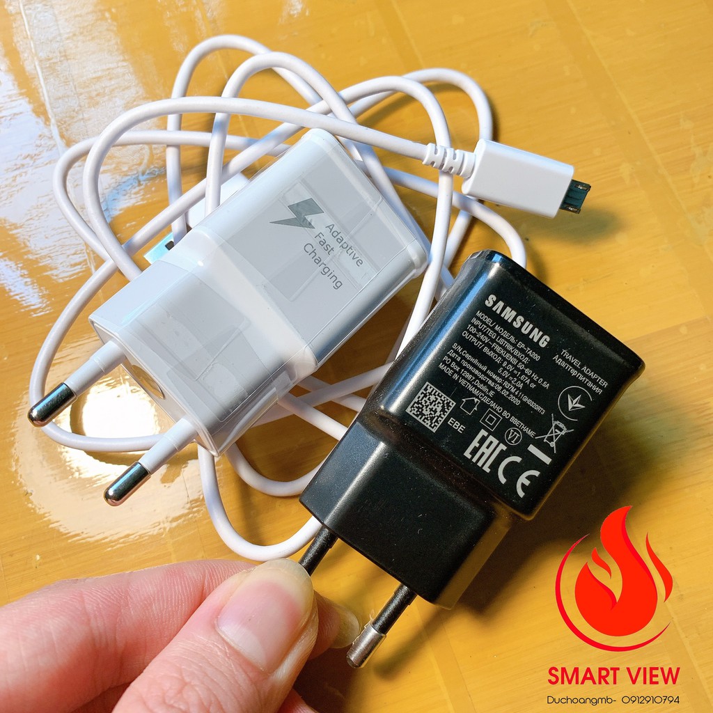 (SMV38, 39) Bộ Sạc Nhanh Samsung (S6, S7, J5, J7, A10, A7) 18W Cổng USB to Micro Chính Hãng