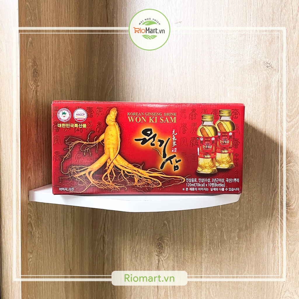 Nước hồng sâm có củ WON KI SAM KOREA GINSENG DRINK (10 Chai x 120ml)
