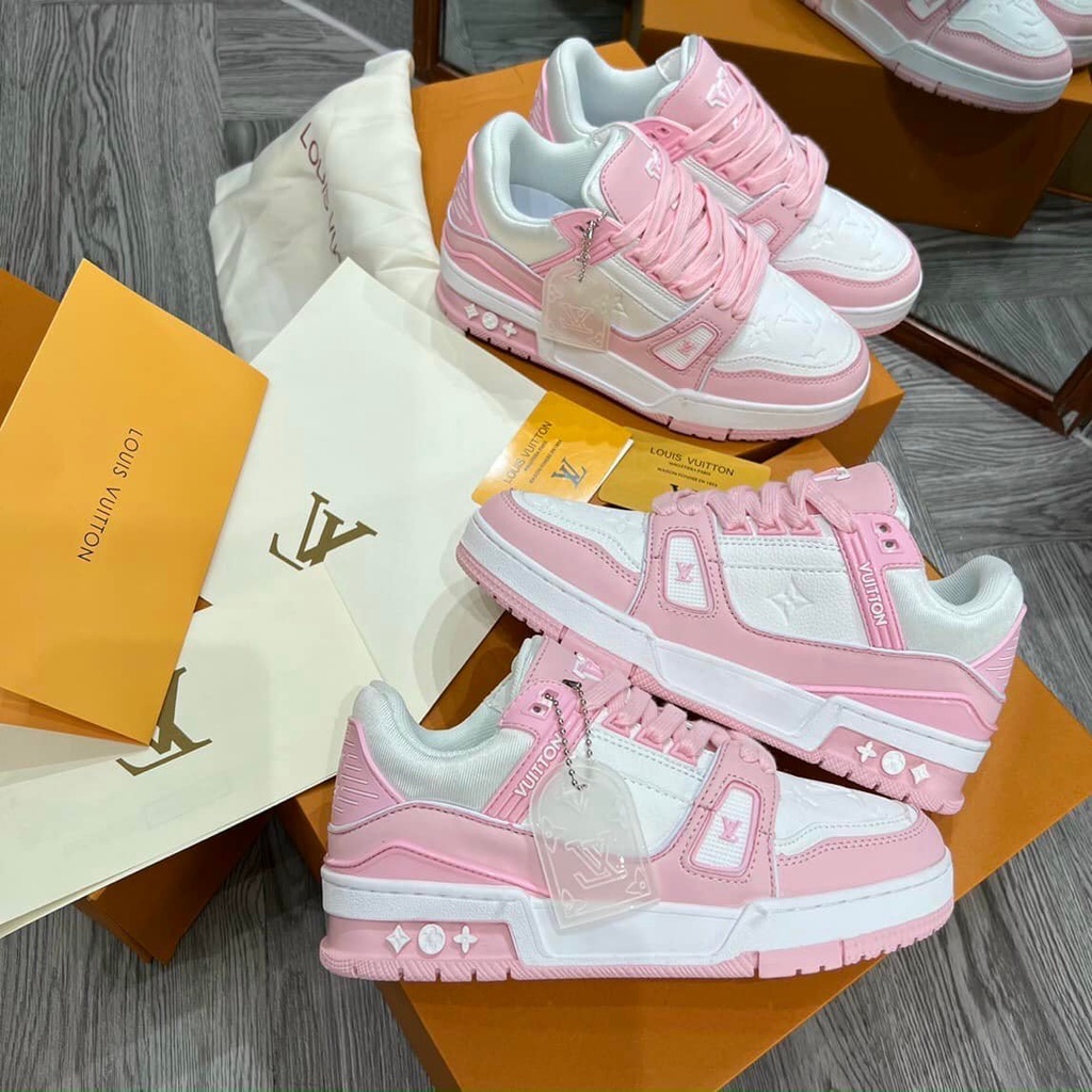 Giày thể thao LV Xanh Lá, giày LV trainer Hồng Đen hàng cao cấp Full Box Bill