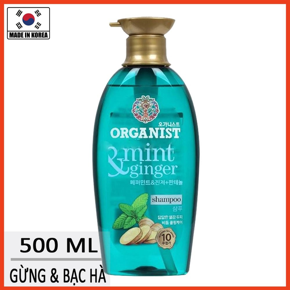 Dầu gội sạch gàu và tóc dầu Organist Hàn Quốc 500ml Tinh chất gừng và bạc hà