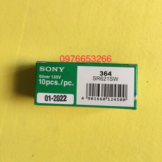 Pin SR621SW-364 sony, hộp 10 viên. Hàng chính hãng