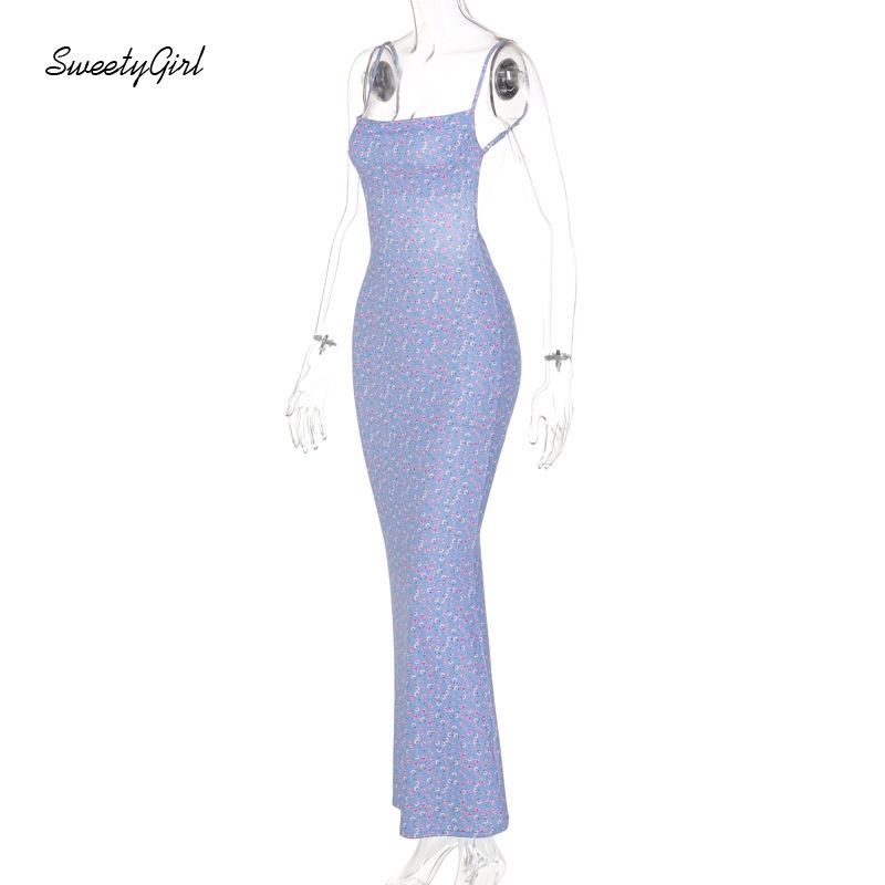 Đầm Dây Hở Lưng Họa Tiết Hoa Quyến Rũ Dành Cho Nữ 2022