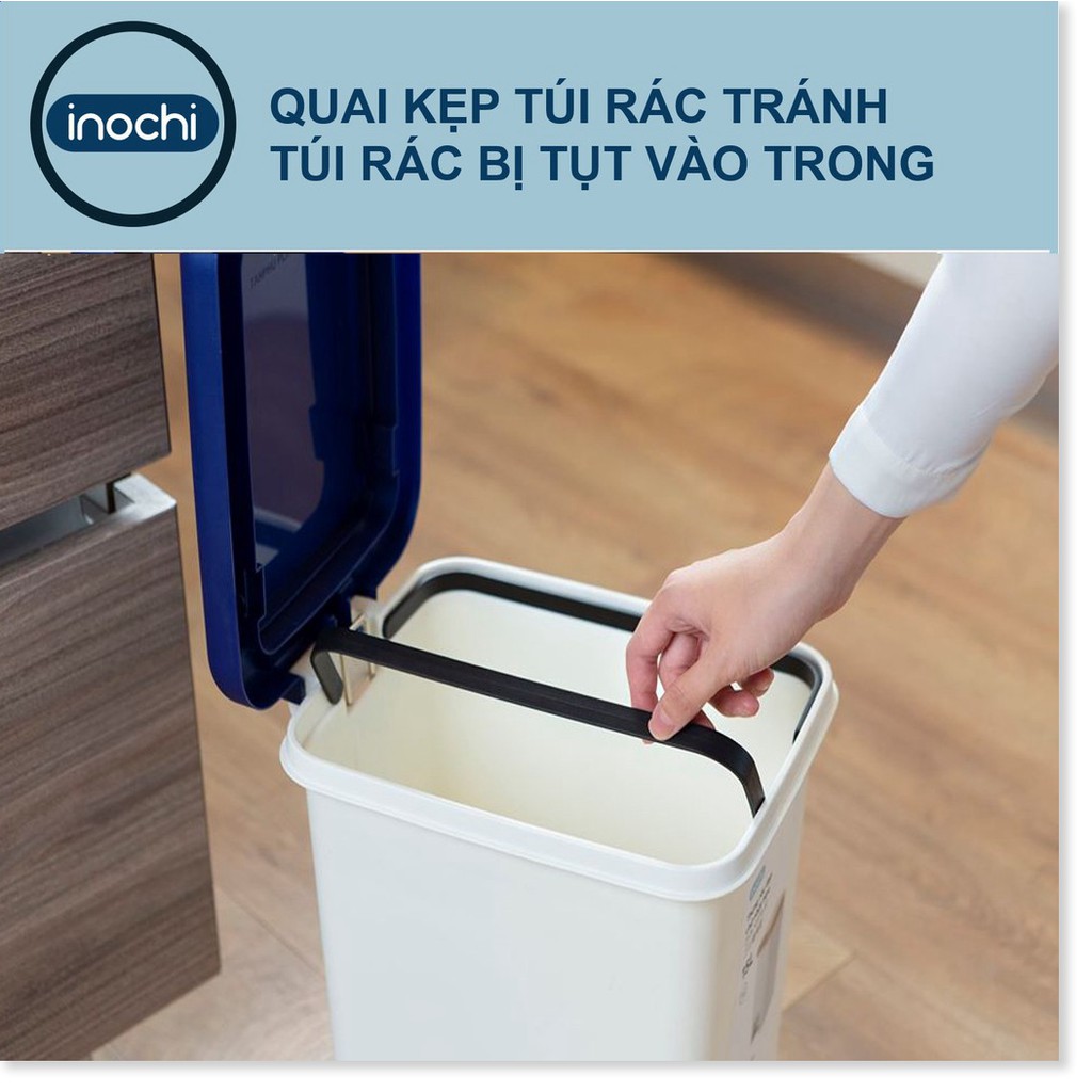 Thùng Rác -Nhựa Đạp Chân Nắp Đậy Chữ Nhật HIRO INOCHI 30 Lít Làm Sọt Rác Văn Phòng , Gia Đình TRAC30