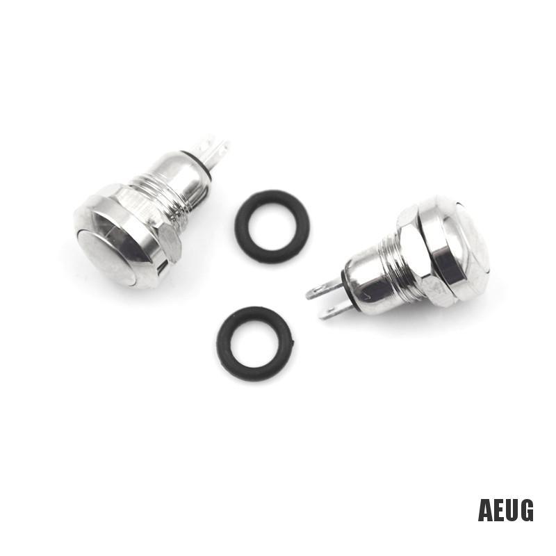 Set 2 Công Tắc Nút Kim Loại Chống Thấm Nước 8mm Mini Micro Với 2 Chấu Cắm