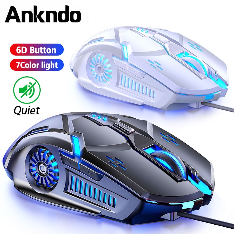 Huột gaming máy tính có dây game thủ Ankndo 3200DPI / Chế độ LED 7 màu / 6 nút bấm - Hàng Chính Hãng