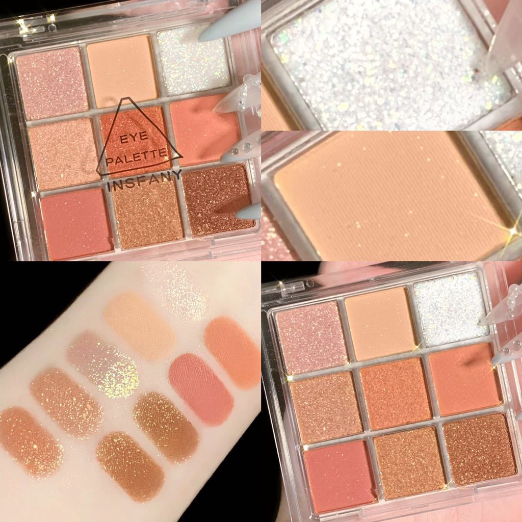 Bảng Phấn Mắt 9 Màu Trang Điểm Lấp Lánh/Ánh Kim Tuyến