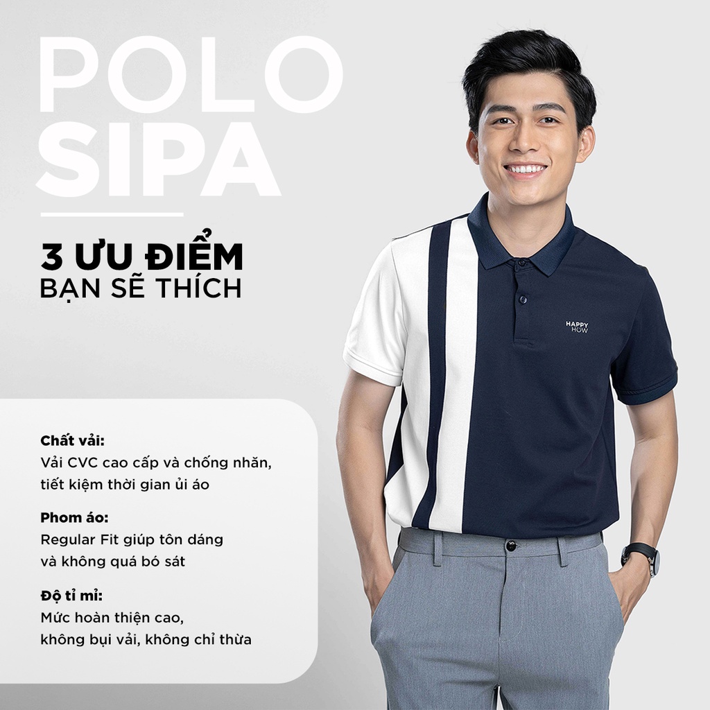 Áo Polo nam cổ bẻ phối SIPA vải cá sấu Cotton xuất xịn,chuẩn form, sang trọng - thanh lịch - HAPPYHOW