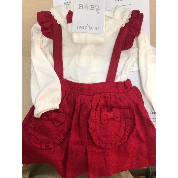 Sét váy đỏ cho bé kèm quần tất Matalan săn sale