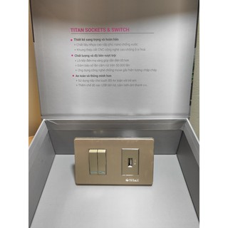 Bộ ổ cắm USB và công tắc kép gold thương hiệu Titan