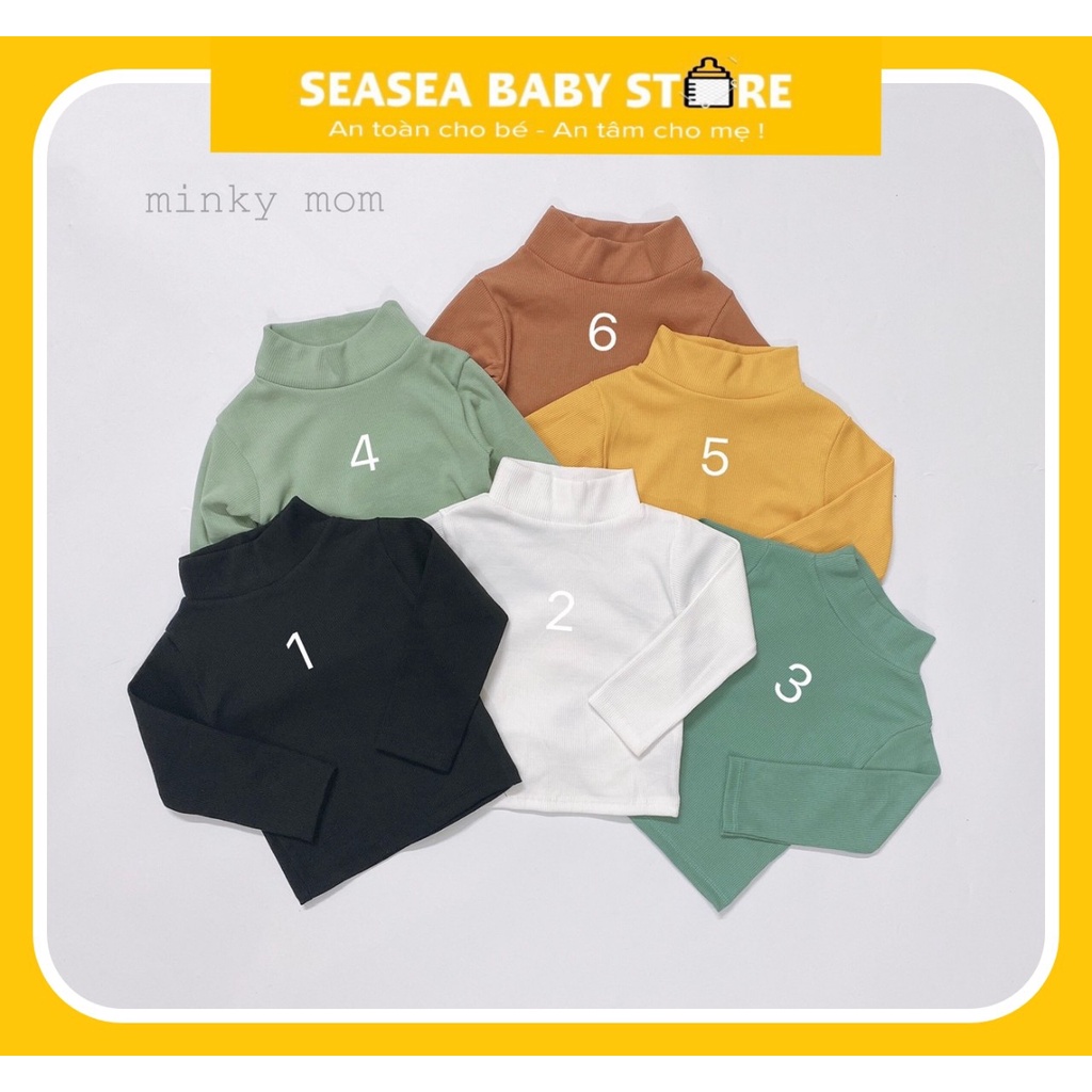 Áo Len Tăm MINKY MOM Cổ Cao 3 Phân Cho Bé, vải mềm mịn, an toàn cho bé  mã ALTTM03