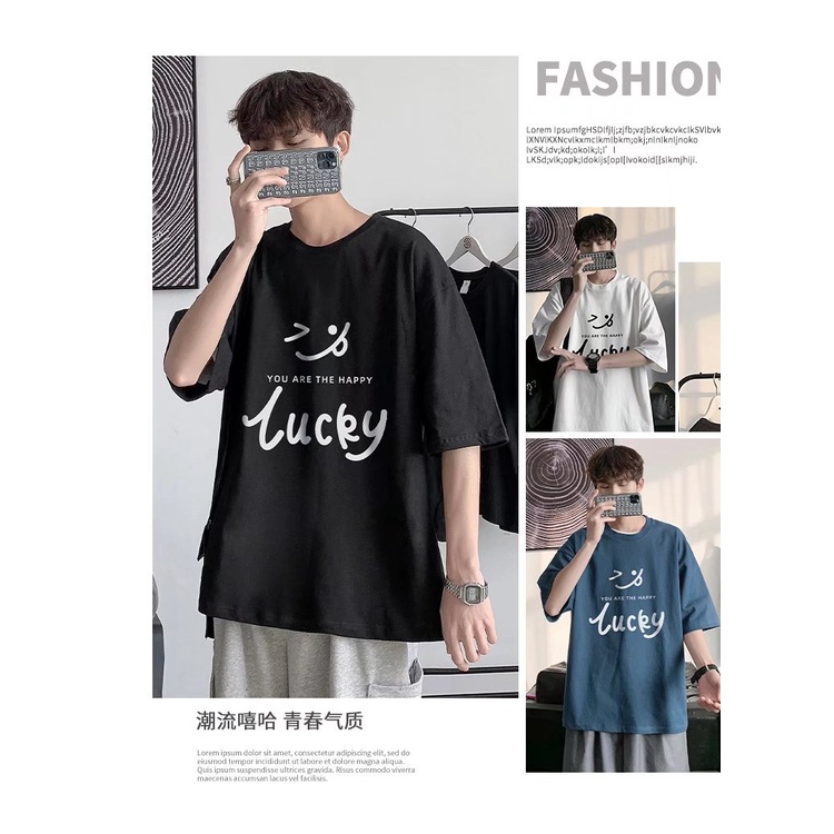 Áo thun nam chất cotton form tay lỡ in hình cá tính