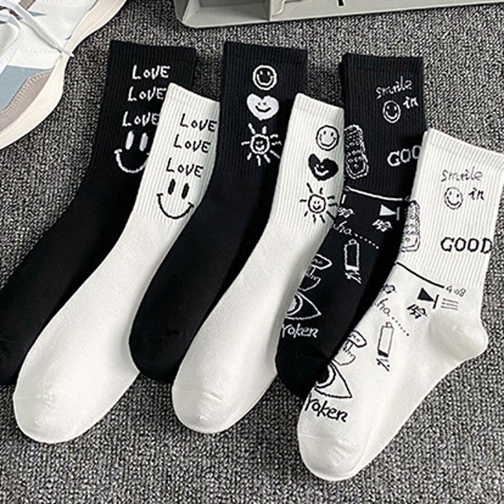 SOMEDAYZL Tất In HìNh MặT CườI Dễ Thương Cho CặP Đôi