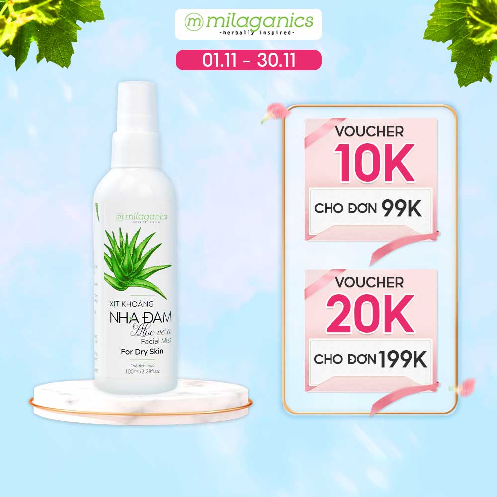 Xịt khoáng thiên nhiên Nha đam MILAGANICS 100ml