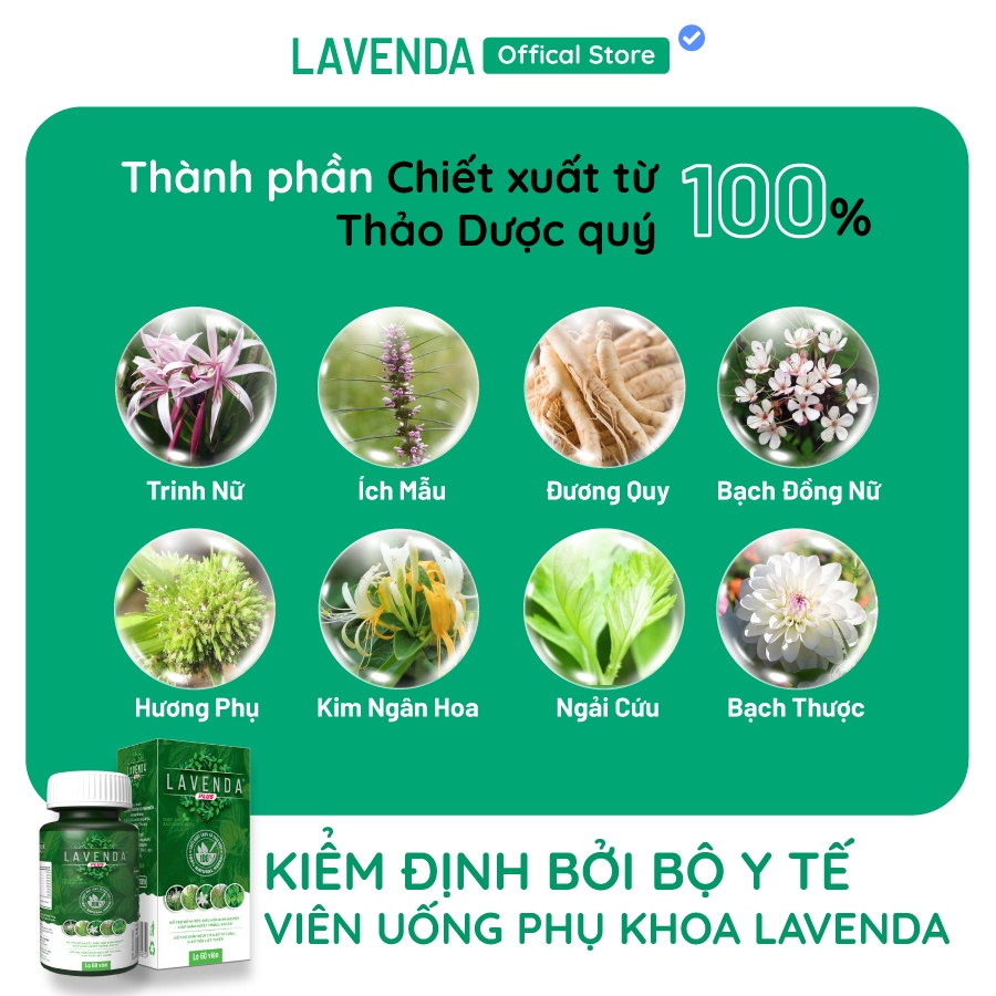 LAVENDA PLUS - Thực phẩm bảo vệ sức khỏe hỗ trợ điều hòa kinh nguyệt, cân bằng nội tiết tố, giảm huyết trắng, khí hư 50g