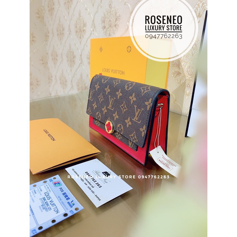 [ẢNH THẬT] Túi LV FLORE CHAIN WALLET MONOGRAM ‼️fullbox , túi vải , card, bill LOUIS VUITTON viền đỏ