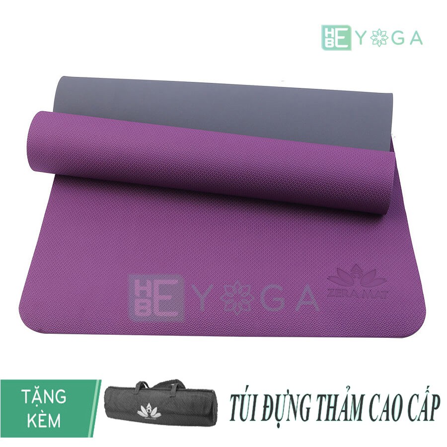 Thảm Tập Yoga TPE Zera Mat 8mm 2 Lớp Màu Tím Kèm Túi Đựng Cao Cấp