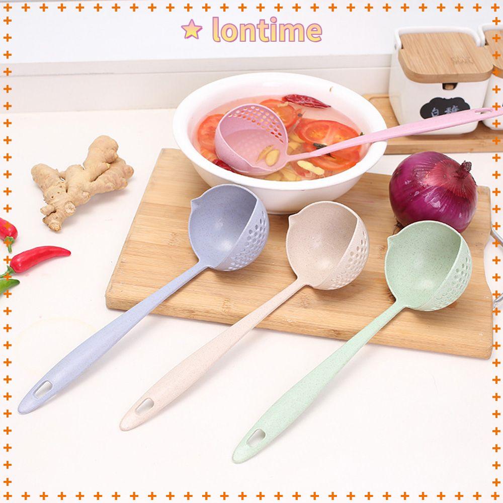 Muỗng múc canh tay cầm dài bằng rơm lúa mạch nhiều màu sắc tiện dụng cho nhà bếp