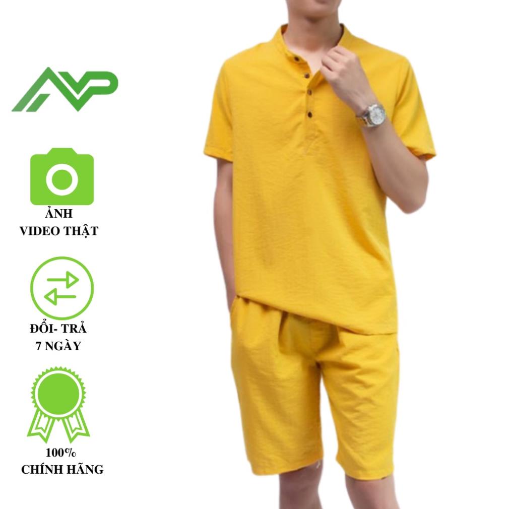 Bộ đũi nam NPV cộc tay cổ tàu, bộ quần áo đũi mặc nhà 5 màu cao cấp New