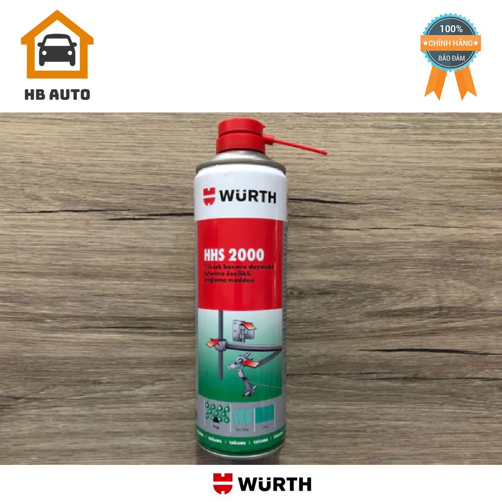 Mỡ Bò Nước Bôi Trơn Chịu Nhiệt Wurth HHS 2000 (500ml) 0893106. bôi trơn, chịu được rung động, chịu nhiệt , chịu được áp