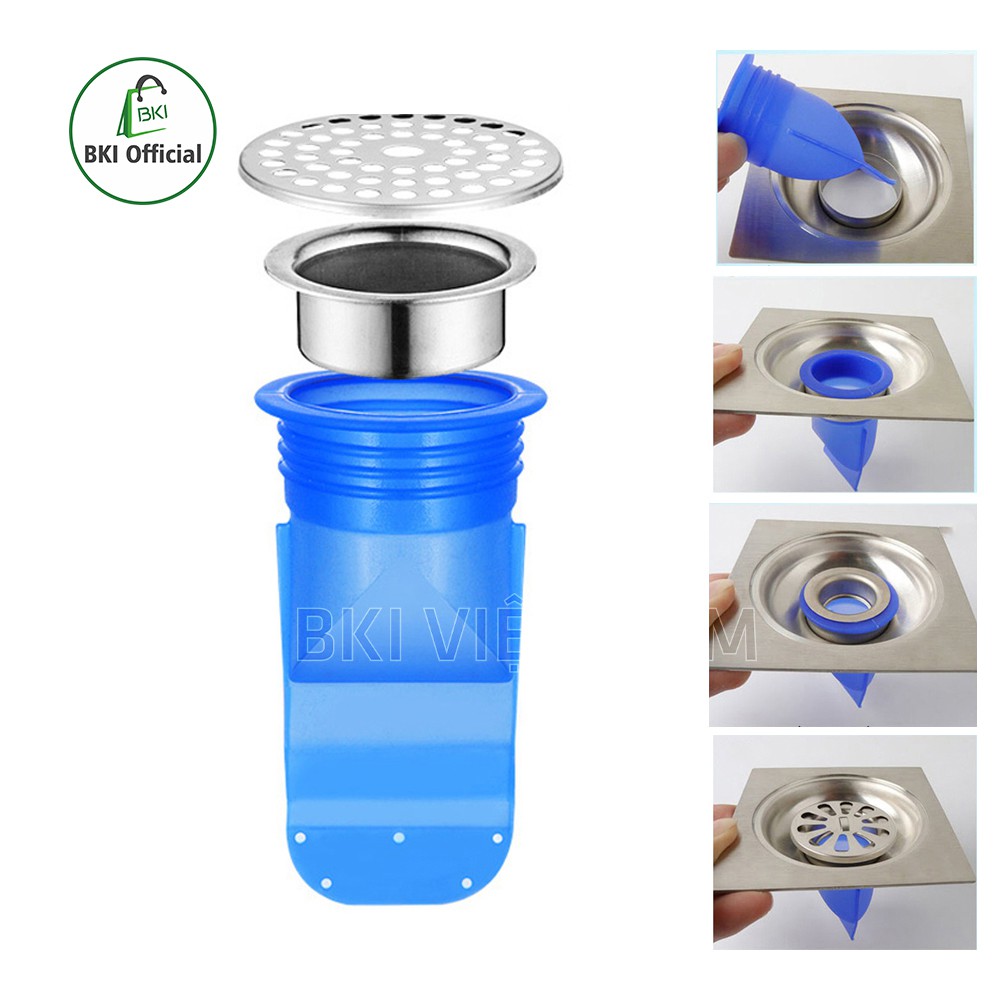 Van Ngăn Mùi Hôi Cống Kèm Nắp Nhựa, Phụ Kiện Silicon Lắp Thoát Sàn Chống Côn Trùng, Không Cản Trở Dòng Chảy, Kẹt Rác