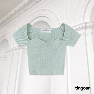 TINGOAN® HCM - Áo crop len mỏng lượn viền màu xanh mint tingoan DATE MAKER/MINT