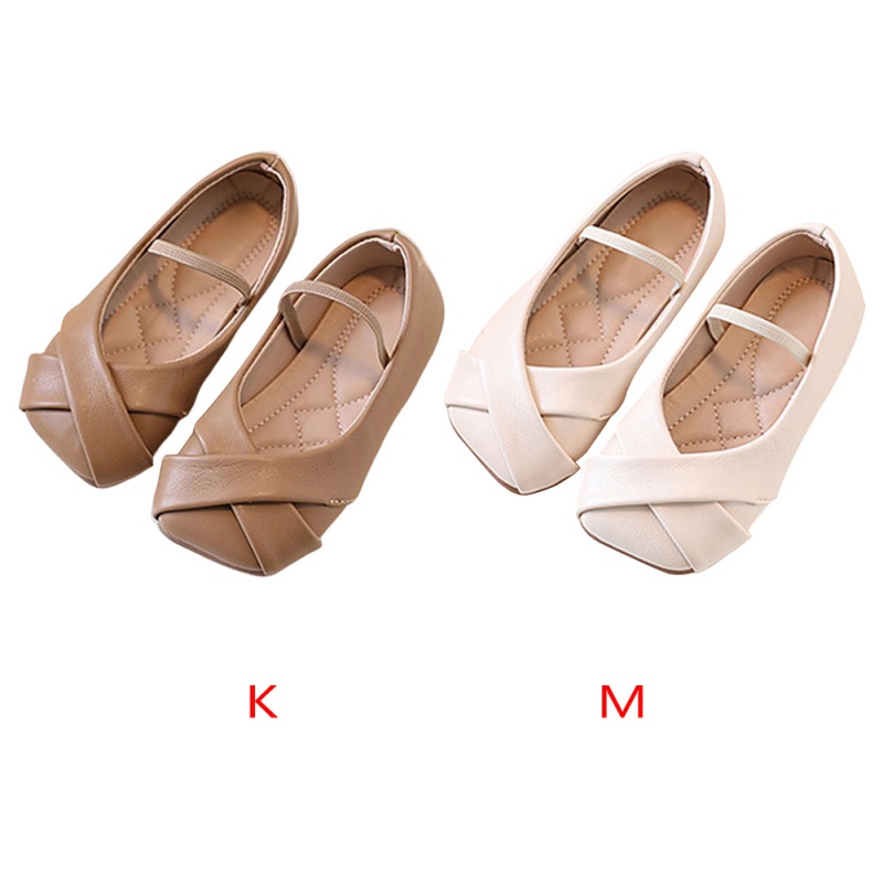 Giày Búp Bê Đế Mềm Quai Chéo Màu Trơn Dễ Thương Cho Bé Gái