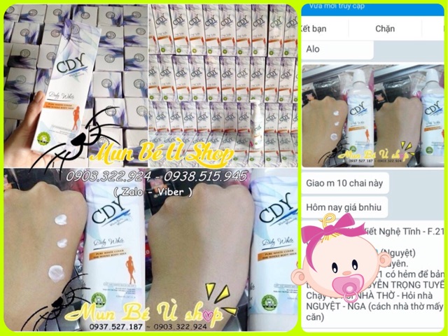 Kem makeup dưỡng thể body CDY USA dạng chai